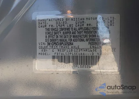 2023 Nissan Kicks Sv Xtronic Cvt z USA, uszkodzony, nr VIN 3N1CP5CV9PL525264